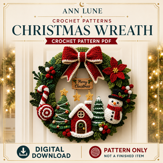 Christmas Cottage Wreath Crochet Pattern PDF | Amigurumi Holiday Décor