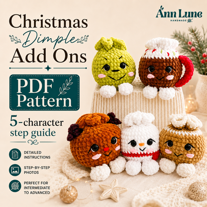 Christmas Dimple Add Ons , Crochet Pattern , Christmas Dimple Modifications , Digital PDF , Festive Amigurumi , Kawaii Plush