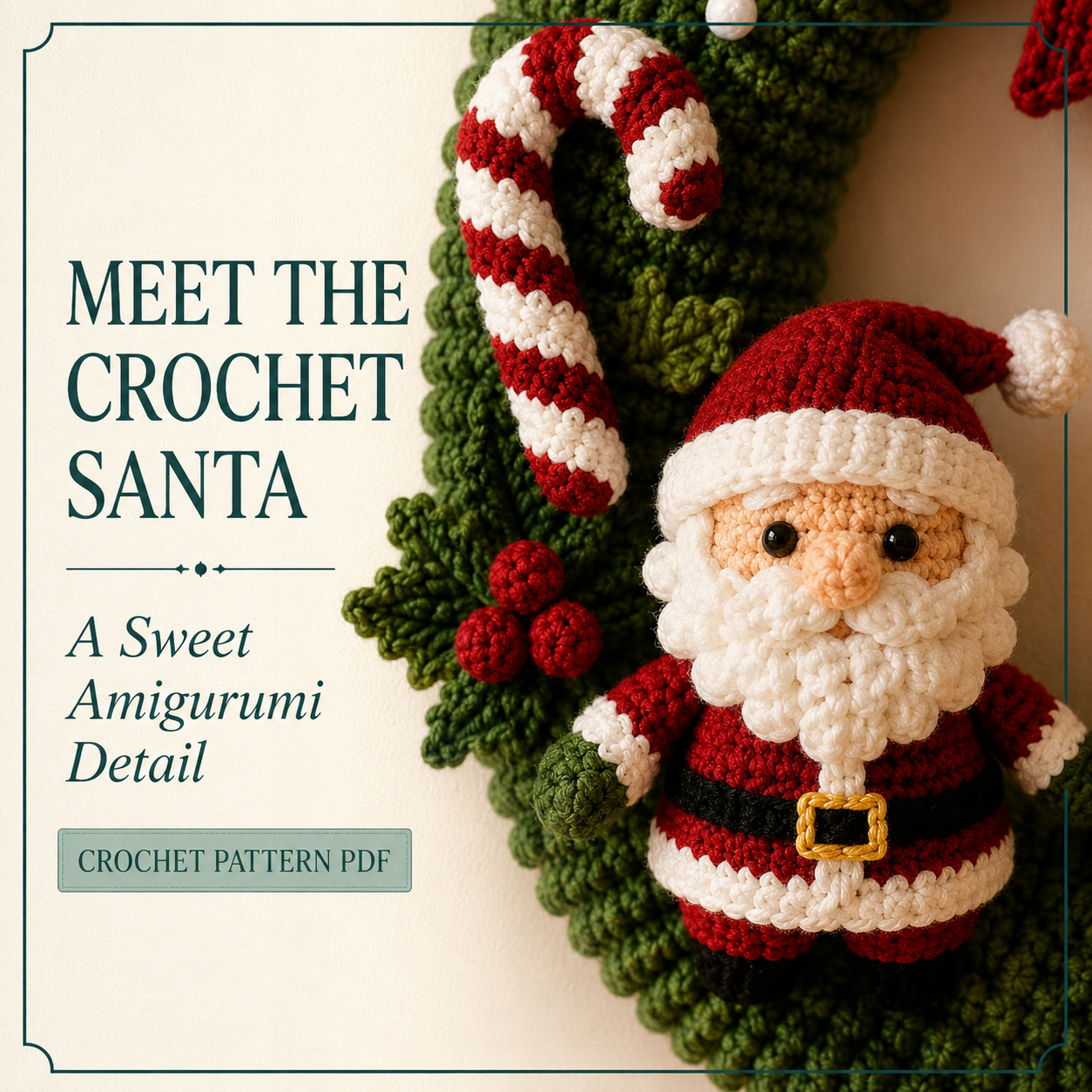 Crochet Christmas Wreath Pattern PDF – Santa, Reindeer & Holiday Decor | Digital Download, Beginner-Friendly Amigurumi Tutorial