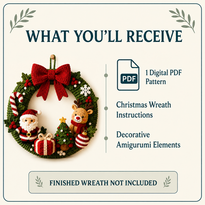 Crochet Christmas Wreath Pattern PDF – Santa, Reindeer & Holiday Decor | Digital Download, Beginner-Friendly Amigurumi Tutorial