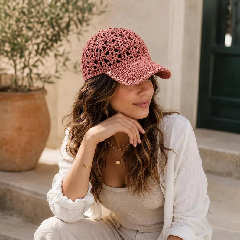 Crochet Baseball Cap Pattern Bundle PDF, 12 Lace Summer Hat Patterns, Mesh Crochet Cap Tutorial, Instant Download