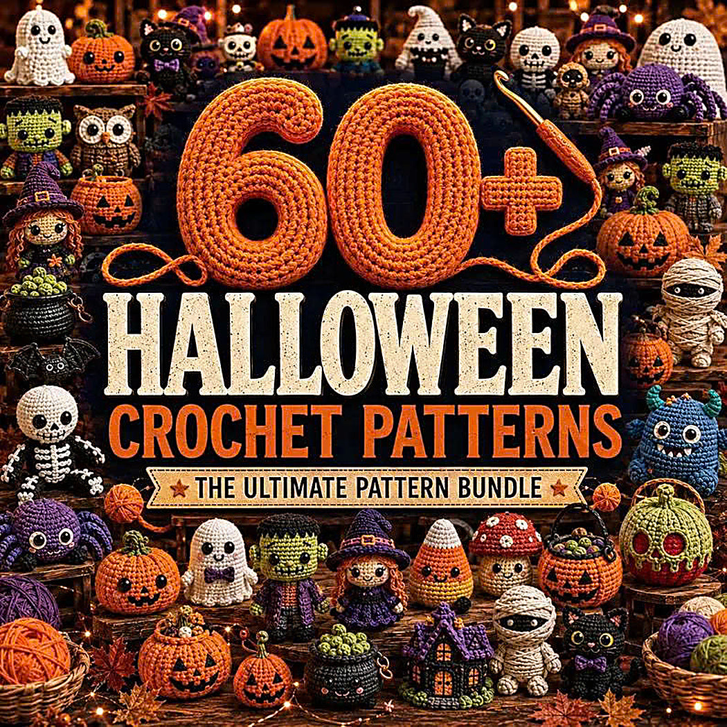60 Halloween Crochet Patterns Bundle | Spooky Amigurumi PDF Toys,Ghost Pumpkin Mummy Crochet Toys,Amigurumi Halloween Patterns🎃 60+ Halloween Crochet Patterns Bundle 👻-TDS