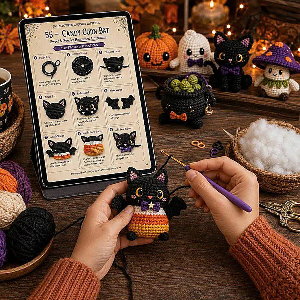 60 Halloween Crochet Patterns Bundle | Spooky Amigurumi PDF Toys,Ghost Pumpkin Mummy Crochet Toys,Amigurumi Halloween Patterns🎃 60+ Halloween Crochet Patterns Bundle 👻-TDS