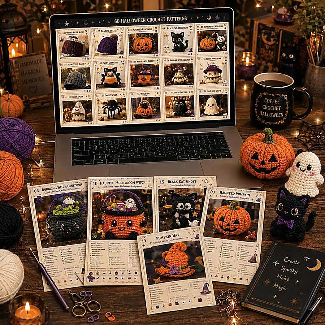 60 Halloween Crochet Patterns Bundle | Spooky Amigurumi PDF Toys,Ghost Pumpkin Mummy Crochet Toys,Amigurumi Halloween Patterns🎃 60+ Halloween Crochet Patterns Bundle 👻-TDS