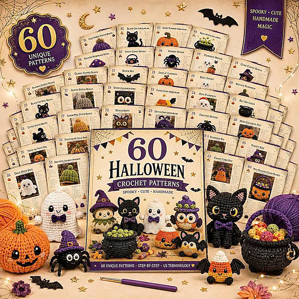 60 Halloween Crochet Patterns Bundle | Spooky Amigurumi PDF Toys,Ghost Pumpkin Mummy Crochet Toys,Amigurumi Halloween Patterns🎃 60+ Halloween Crochet Patterns Bundle 👻-TDS