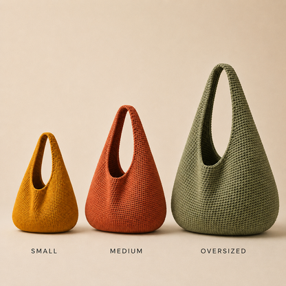 Crochet Hobo Bag Pattern PDF, Slouchy Shoulder Purse, Small Medium Oversize Tote, Easy Bag Tutorial, Digital Download