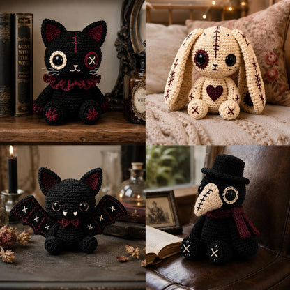 8+ Gothic Amigurumi Crochet Patterns – Creepy Cute Doll Bundle PDF