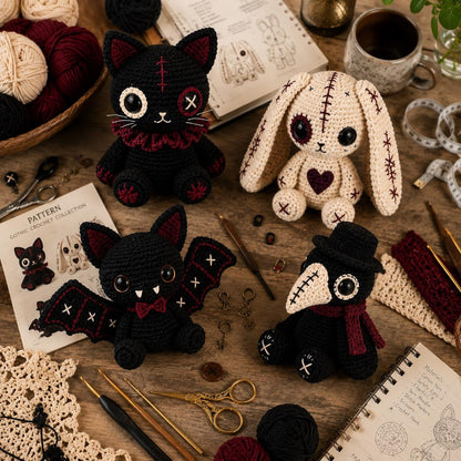 8+ Gothic Amigurumi Crochet Patterns – Creepy Cute Doll Bundle PDF