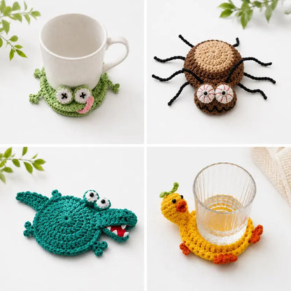 22 Animal Crochet Coaster Patterns PDF, Mug Hugger Bundle with Video Tutorials, Cute Animal Gifts, Digital Download