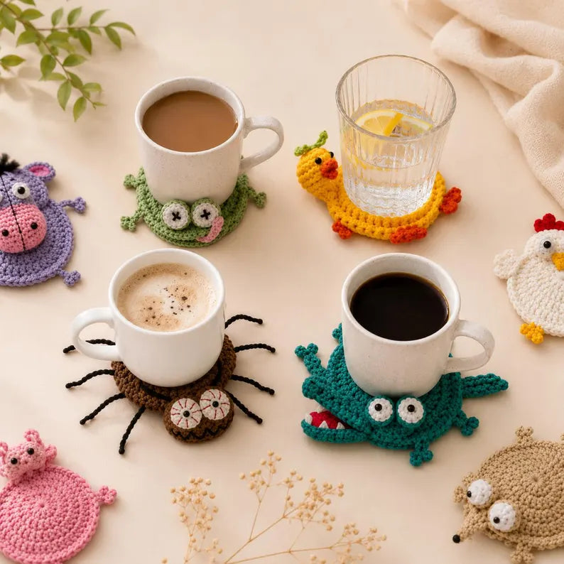 22 Animal Crochet Coaster Patterns PDF, Mug Hugger Bundle with Video Tutorials, Cute Animal Gifts, Digital Download