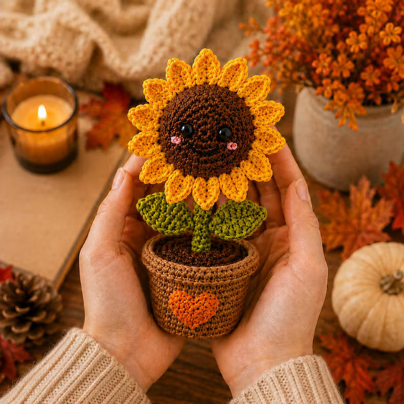 Crochet Scarecrow Doll with Pumpkin and Sunflower, Handmade Fall Decor, Autumn Home Decoration, PDF