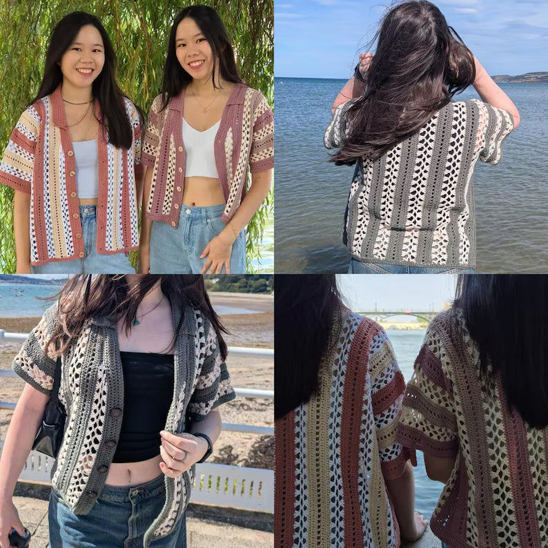 Pebble & Salt Button-Up Crochet Pattern | Unisex Shirt PDF | English US Terms & Dutch