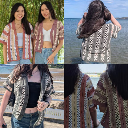 Pebble & Salt Button-Up Crochet Pattern | Unisex Shirt PDF | English US Terms & Dutch