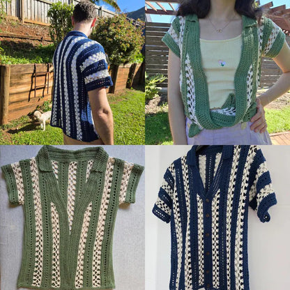 Pebble & Salt Button-Up Crochet Pattern | Unisex Shirt PDF | English US Terms & Dutch