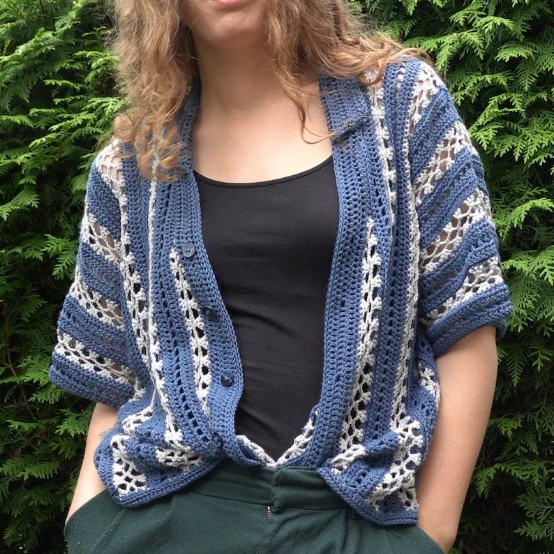 Pebble & Salt Button-Up Crochet Pattern | Unisex Shirt PDF | English US Terms & Dutch