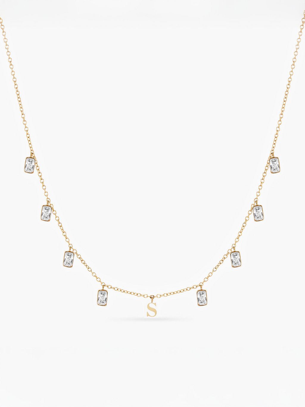Initial Drop Necklace (Emerald Cut)