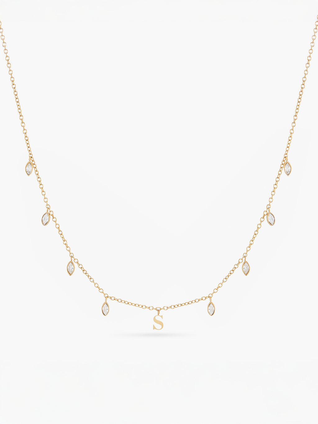 Initial Drop Necklace (Marquise Cut)