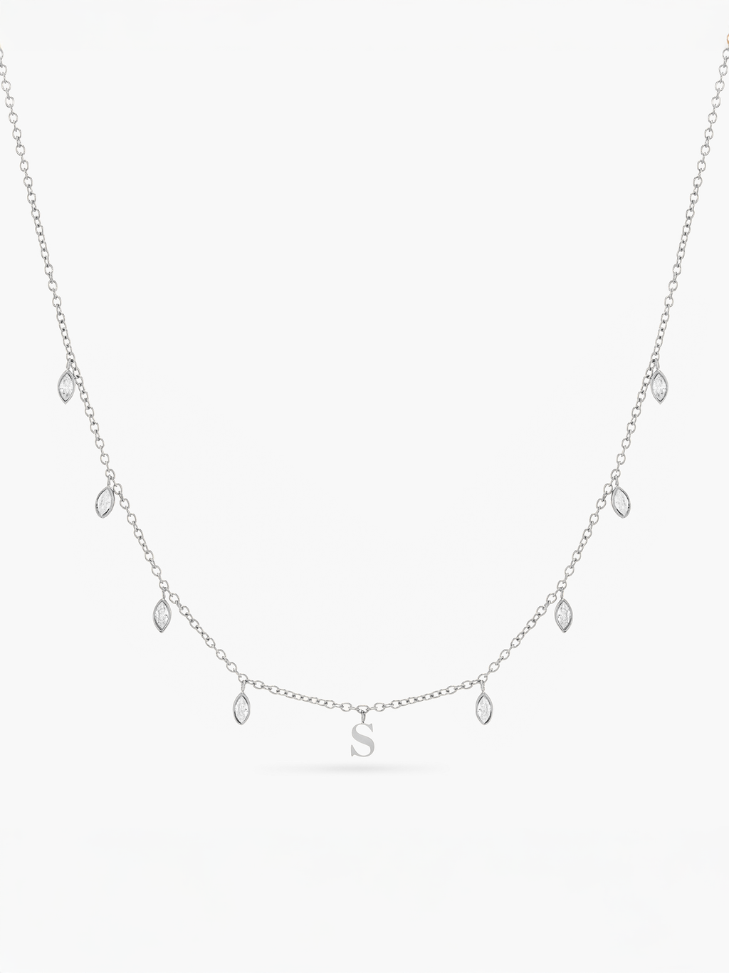 Initial Drop Necklace (Marquise Cut)