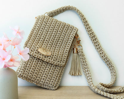 LISBON Crochet Crossbody Phone Purse Pattern PDF, Mini Bag & Phone Holder Tutorial, Step-by-Step Photos and Video, Instant Download