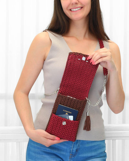 LISBON Crochet Crossbody Phone Purse Pattern PDF, Mini Bag & Phone Holder Tutorial, Step-by-Step Photos and Video, Instant Download