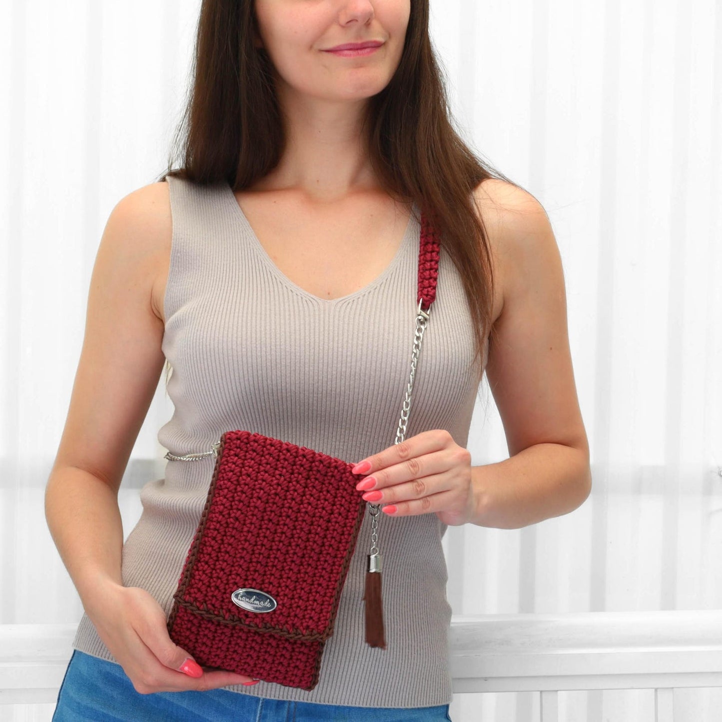 LISBON Crochet Crossbody Phone Purse Pattern PDF, Mini Bag & Phone Holder Tutorial, Step-by-Step Photos and Video, Instant Download