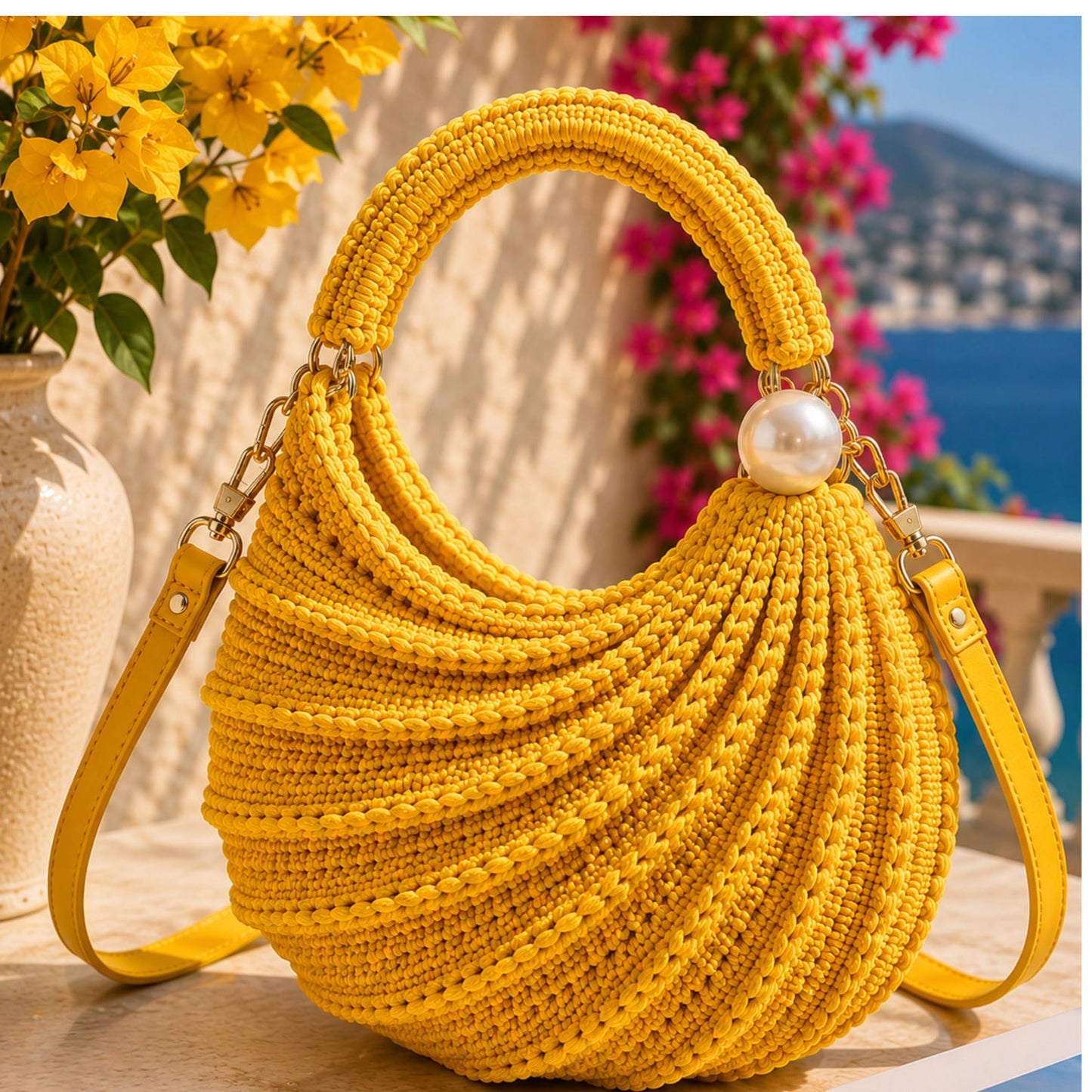 Wavy Crochet Handbag PDF Pattern, Crochet Purse Tutorial with Video, DIY Shoulder Bag Pattern, Step-by-Step Photo Guide, Instant Download