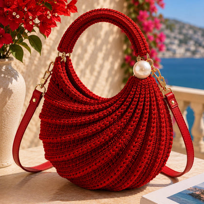 Wavy Crochet Handbag PDF Pattern, Crochet Purse Tutorial with Video, DIY Shoulder Bag Pattern, Step-by-Step Photo Guide, Instant Download