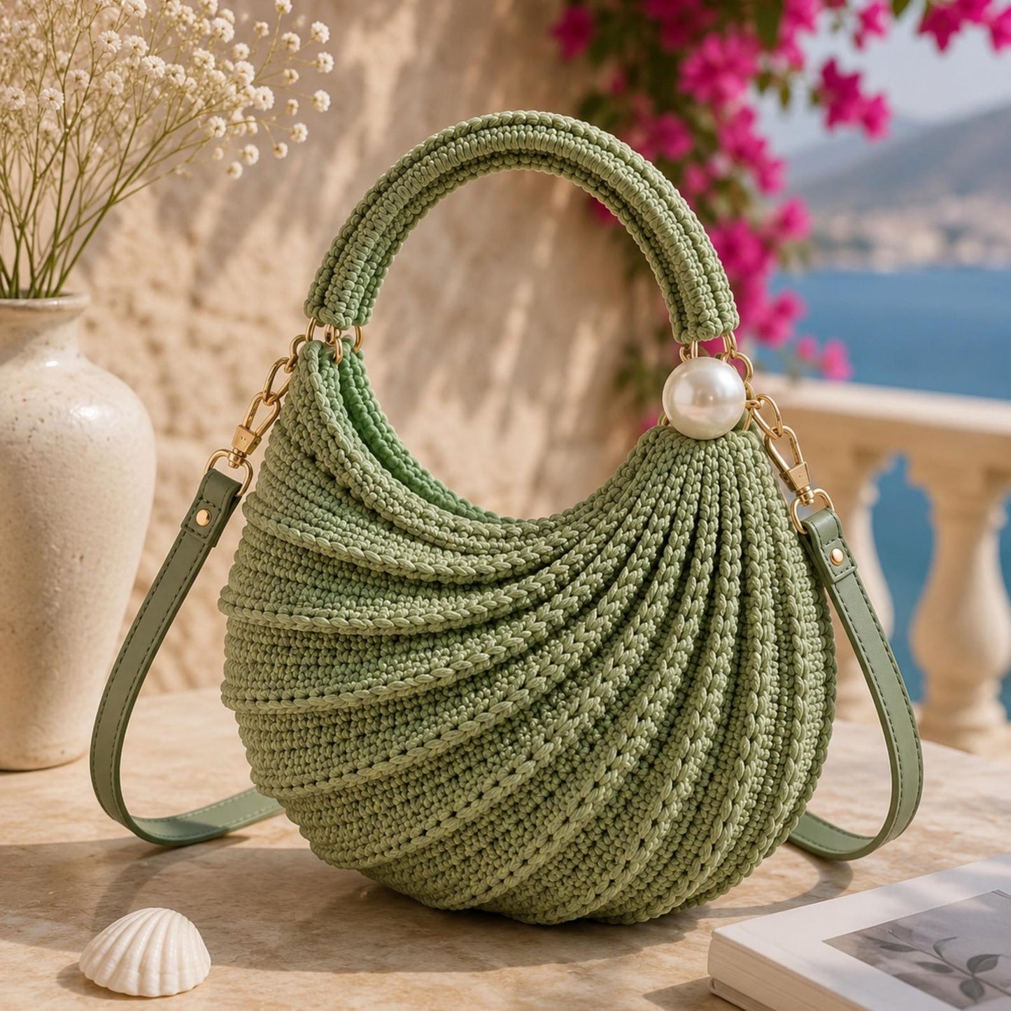Wavy Crochet Handbag PDF Pattern, Crochet Purse Tutorial with Video, DIY Shoulder Bag Pattern, Step-by-Step Photo Guide, Instant Download