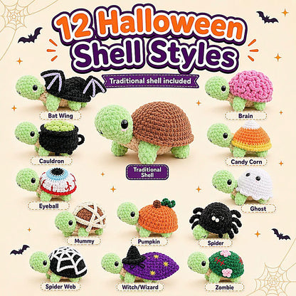 Land Turtle Dress-Up Crochet Pattern PDF – 12 Removable Halloween Shells, No-Sew Amigurumi Bundle, Digital Download-TDS
