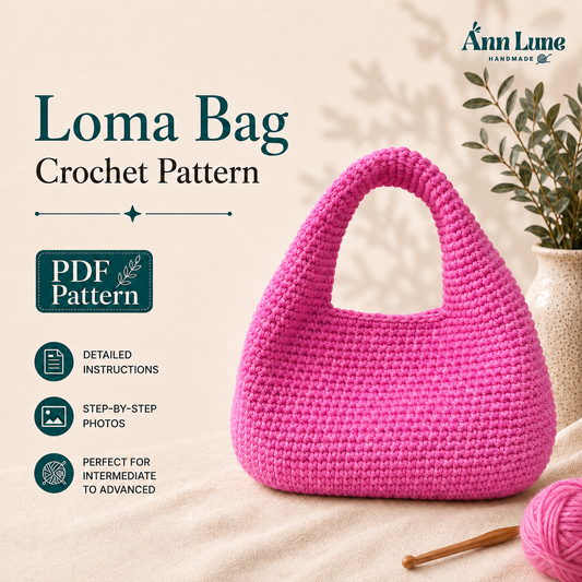 Loma Bag Crochet Pattern | Cotton Hobo Bag | Beginner & Advanced PDF + Video Tutorial