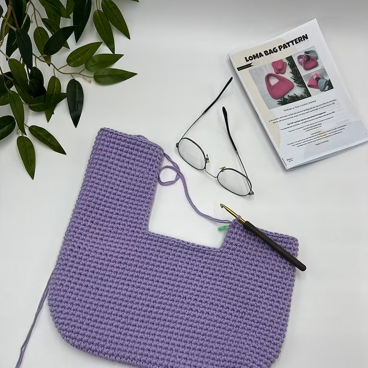 Loma Bag Crochet Pattern | Cotton Hobo Bag | Beginner & Advanced PDF + Video Tutorial