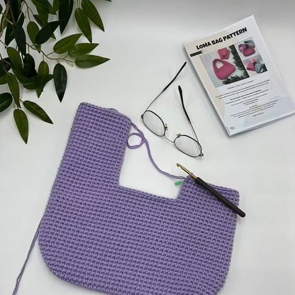 Loma Bag Crochet Pattern | Cotton Hobo Bag | Beginner & Advanced PDF + Video Tutorial