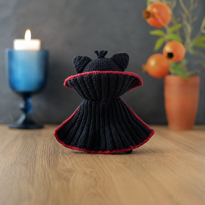 Vampire Cat Crochet Pattern | Halloween Cat Amigurumi PDF | Black Cat Crochet | Gothic Crochet | Dracula Ornament | Fall Decor