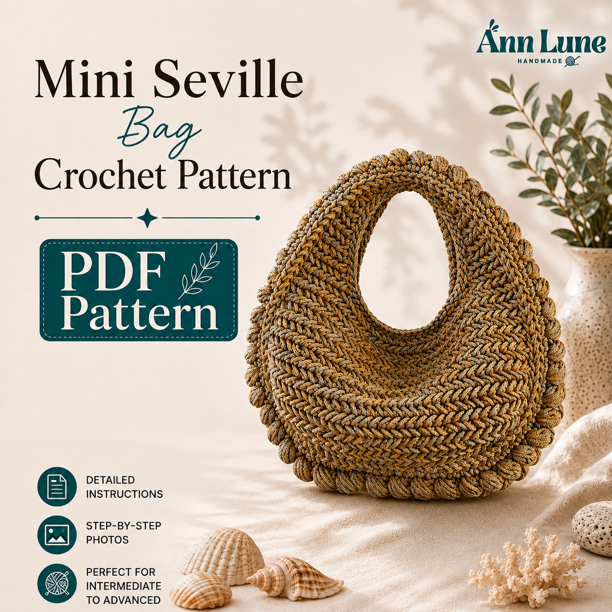 Mini SEVILLE Bag Crochet Pattern | Summer Handbag Tutorial | Crochet Purse PDF | 5 Languages