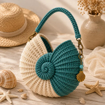 Nautilus Shell Bag Crochet Pattern PDF, Spiral Seashell Purse Tutorial, Beginner-Friendly Shoulder Bag, Instant Download