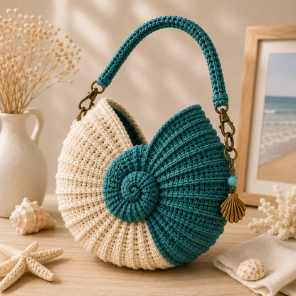 Nautilus Shell Bag Crochet Pattern PDF, Spiral Seashell Purse Tutorial, Beginner-Friendly Shoulder Bag, Instant Download