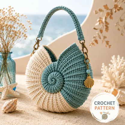 Nautilus Shell Bag Crochet Pattern PDF, Spiral Seashell Purse Tutorial, Beginner-Friendly Shoulder Bag, Instant Download