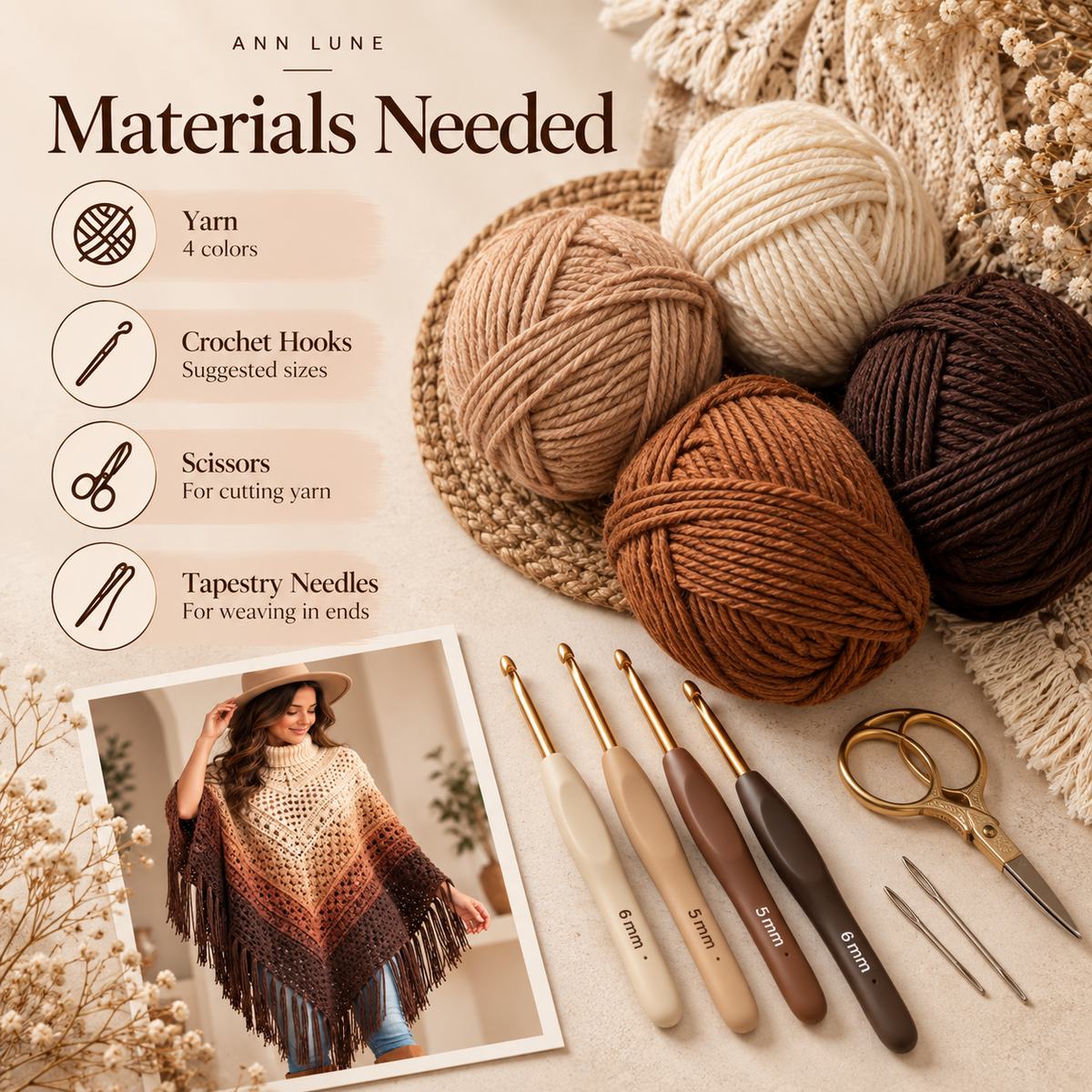 Ombre Fringe Poncho Crochet Pattern – Turtleneck Lace Poncho PDF Pattern