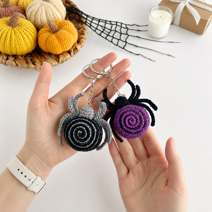 Crochet spider pattern Halloween amigurumi spider keychain & bag charm Tiny spooky crochet PDF
