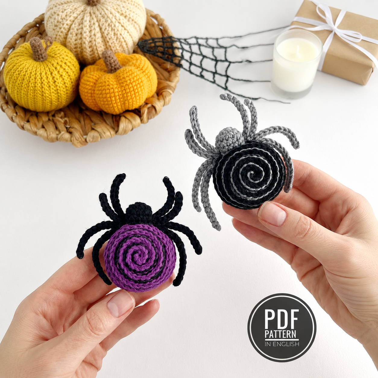 Crochet spider pattern Halloween amigurumi spider keychain & bag charm Tiny spooky crochet PDF