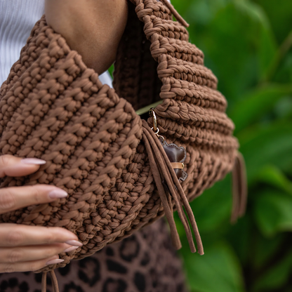 Origami Crochet Bag Pattern PDF, Chunky T-Shirt Yarn Triangle Handbag Tutorial, Step-by-Step Video, Instant Download