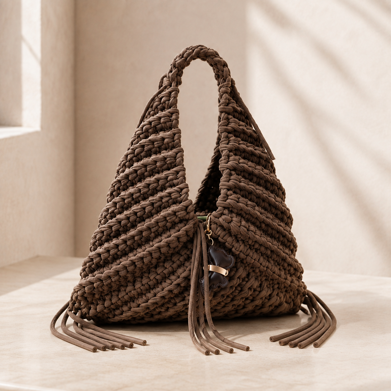 Origami Crochet Bag Pattern PDF, Chunky T-Shirt Yarn Triangle Handbag Tutorial, Step-by-Step Video, Instant Download