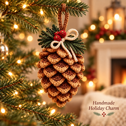 Pine Cone Christmas Ornament Crochet Pattern – 5 Colorways PDF