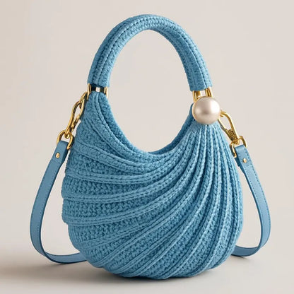 Wavy Hobo Bag Crochet Pattern PDF, Trendy Wave Shoulder Bag Tutorial, Pearl Handle Purse, Instant Digital Download