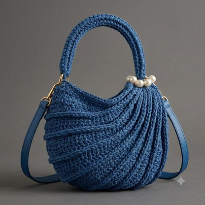 Wavy Hobo Bag Crochet Pattern PDF, Trendy Wave Shoulder Bag Tutorial, Pearl Handle Purse, Instant Digital Download
