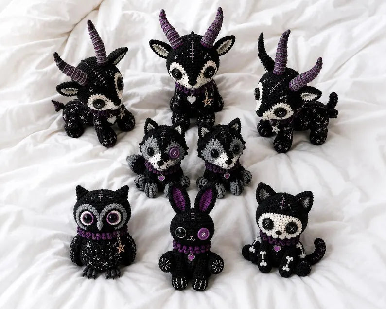 Gothic Crochet Amigurumi Pattern Set | Halloween Crochet Plushies Pattern | Amigurumi Dolls Pattern (PDF Download)
