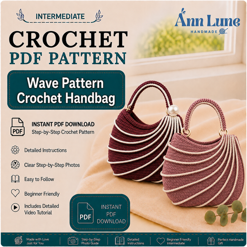 Wavy Handbag Crochet Pattern PDF | Easy Shoulder Bag Pattern with Step-by-Step Video Tutorial | Beginner-Friendly DIY Bag | Instant Download